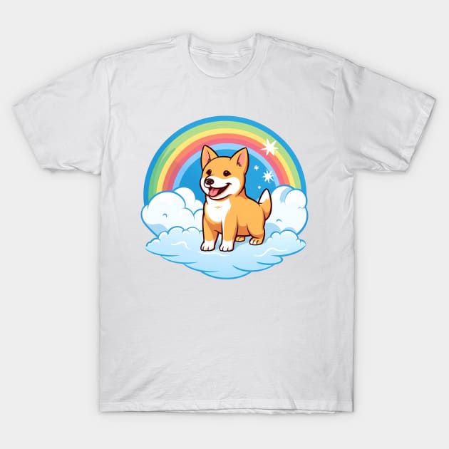 Cute Carolina Dog Rainbow Cloud Kawaii Dog Happy Puppy T-Shirt by Sports Stars ⭐⭐⭐⭐⭐